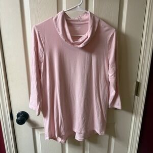 Lands End Pink Cowl Neck 3/4 Sleeve Tunic Top Women's Size Medium